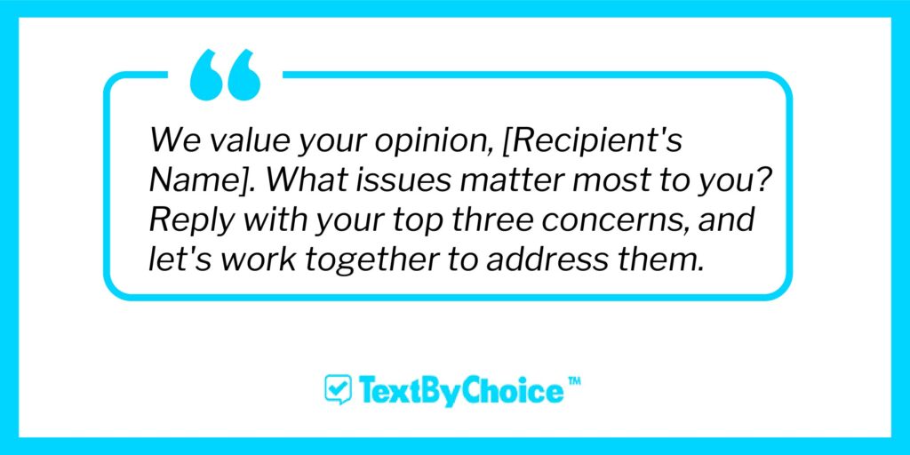Engagement encouraging campaign text example